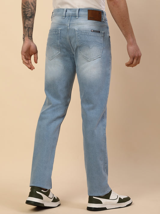 Denim Jeans for Men | Breathable & Soft with Color Fastness Slim Fit Poly Cotton Fabric Solid Pattern Button Closure