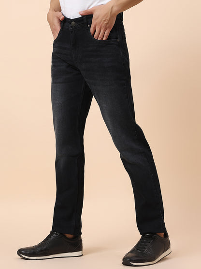 Denim Jeans for Men | Breathable & Soft with Color Fastness Straight Fit Cotton Blend Fabric Solid Pattern Button Closure
