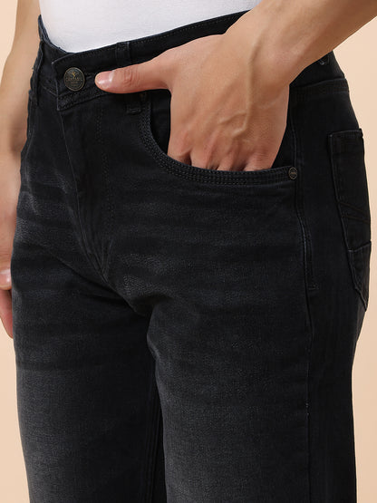Denim Jeans for Men | Breathable & Soft with Color Fastness Straight Fit Cotton Blend Fabric Solid Pattern Button Closure