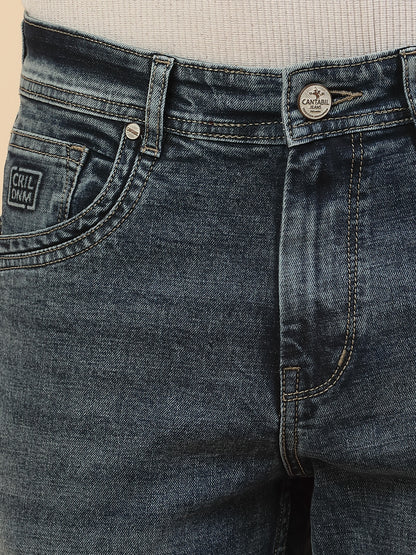 Denim Jeans for Men | Breathable & Soft with Color Fastness Slim Fit Poly Cotton Fabric Solid Pattern Button Closure