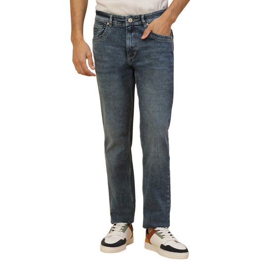 Denim Jeans for Men | Breathable & Soft with Color Fastness Slim Fit Poly Cotton Fabric Solid Pattern Button Closure