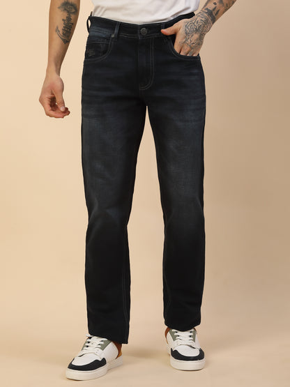 Denim Jeans for Men | Breathable & Soft with Color Fastness Slim Fit Poly Cotton Fabric Solid Pattern Button Closure