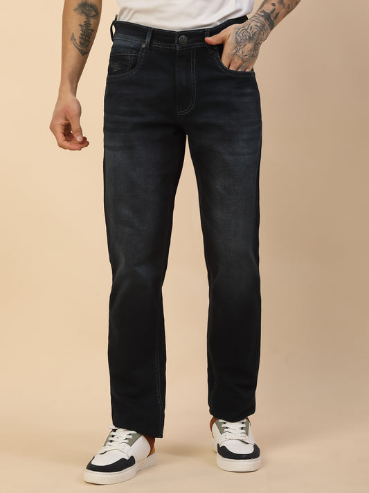 Denim Jeans for Men | Breathable & Soft with Color Fastness Slim Fit Poly Cotton Fabric Solid Pattern Button Closure