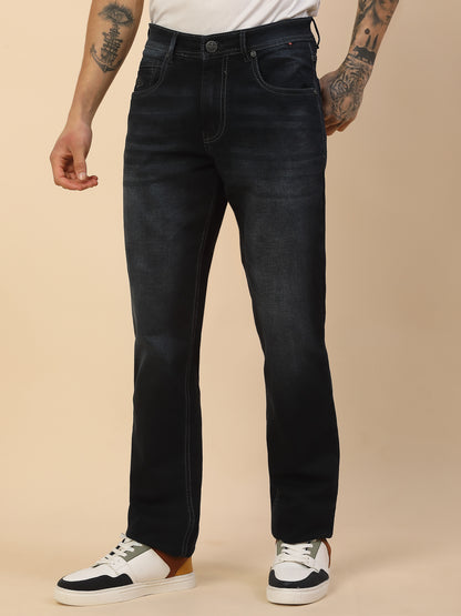 Denim Jeans for Men | Breathable & Soft with Color Fastness Slim Fit Poly Cotton Fabric Solid Pattern Button Closure