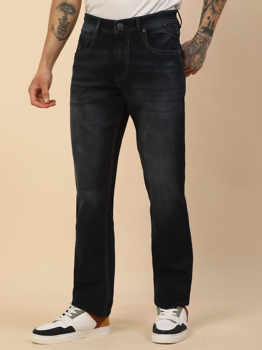 Denim Jeans for Men | Breathable & Soft with Color Fastness Slim Fit Poly Cotton Fabric Solid Pattern Button Closure