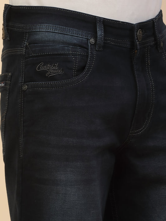 Denim Jeans for Men | Breathable & Soft with Color Fastness Slim Fit Poly Cotton Fabric Solid Pattern Button Closure