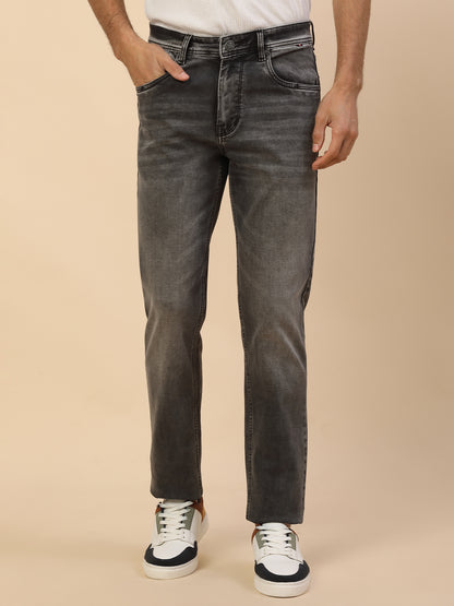 Denim Jeans for Men | Breathable & Soft with Color Fastness Slim Fit Poly Cotton Fabric Solid Pattern Button Closure