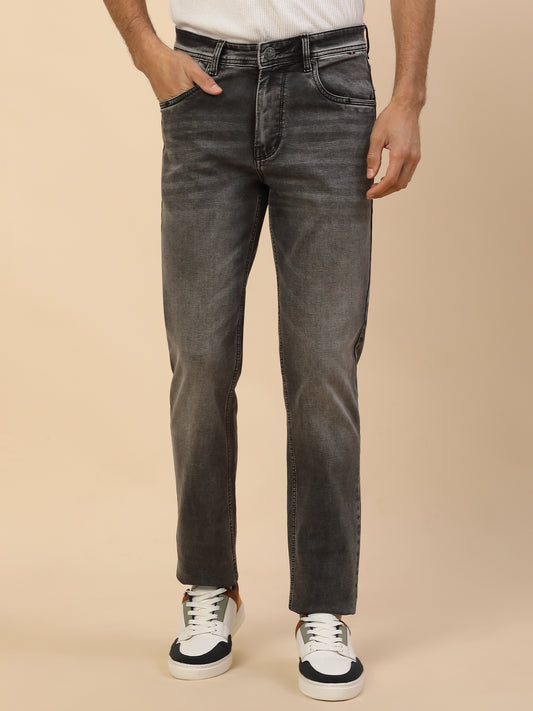 Denim Jeans for Men | Breathable & Soft with Color Fastness Slim Fit Poly Cotton Fabric Solid Pattern Button Closure