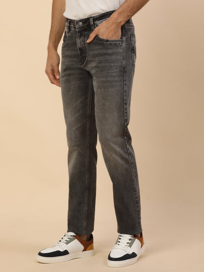 Denim Jeans for Men | Breathable & Soft with Color Fastness Slim Fit Poly Cotton Fabric Solid Pattern Button Closure