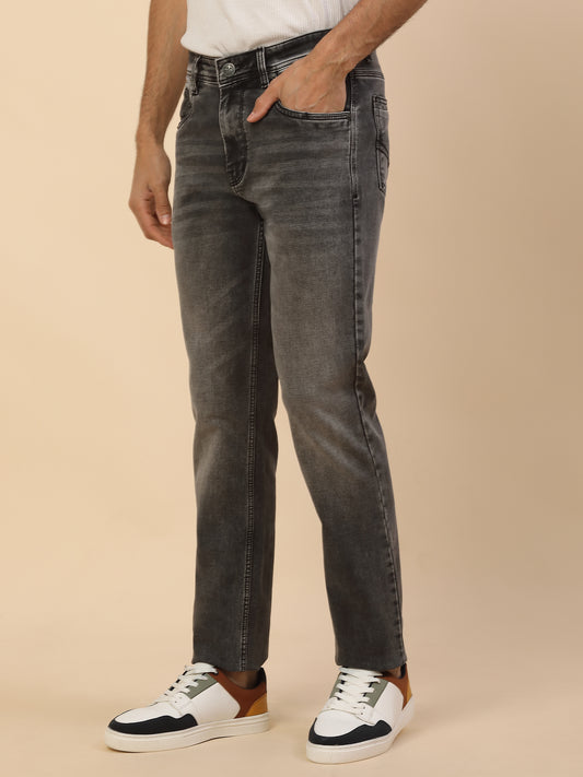 Denim Jeans for Men | Breathable & Soft with Color Fastness Slim Fit Poly Cotton Fabric Solid Pattern Button Closure