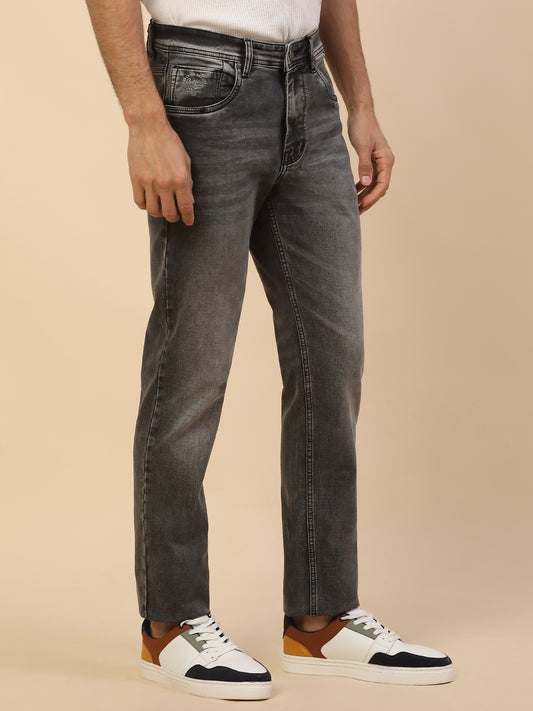 Denim Jeans for Men | Breathable & Soft with Color Fastness Slim Fit Poly Cotton Fabric Solid Pattern Button Closure