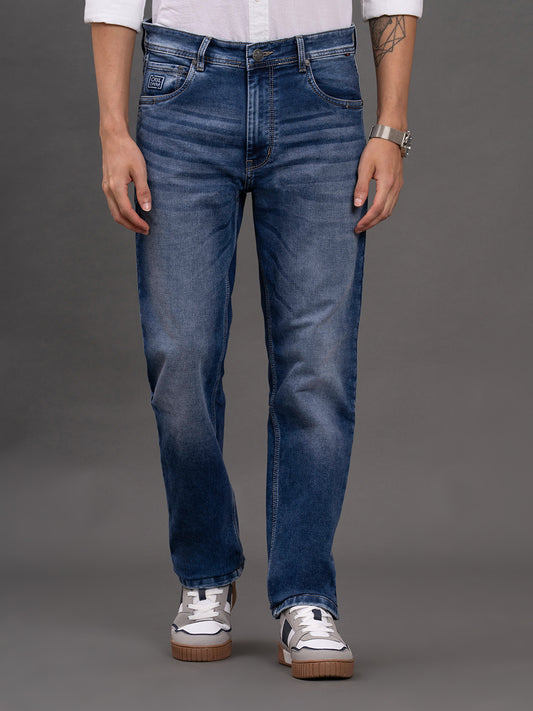 Men's Blue Straight Fit Casual Denim Jeans