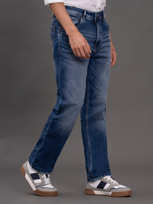 Men's Blue Straight Fit Casual Denim Jeans