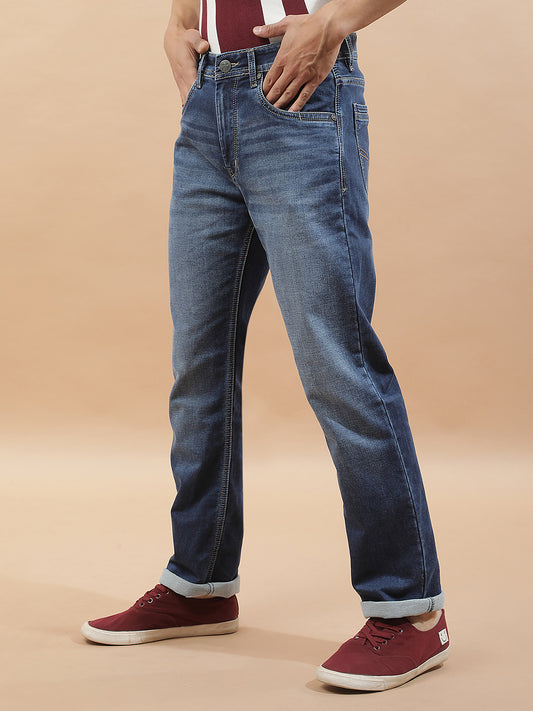 Denim Jeans for Men l Breathable & Soft with Color Fastness Straight Fit Cotton Blend Fabric Solid Pattern