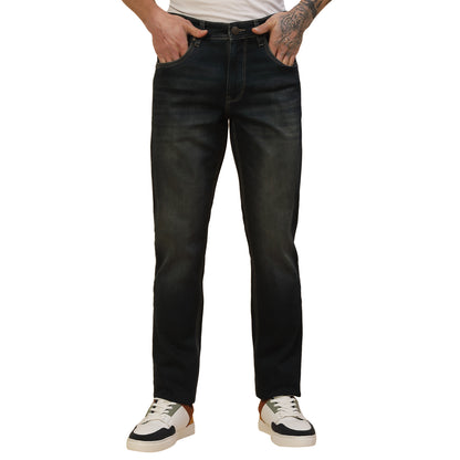 Denim Jeans for Men | Breathable & Soft with Color Fastness Slim Fit Poly Cotton Fabric Solid Pattern Button Closure