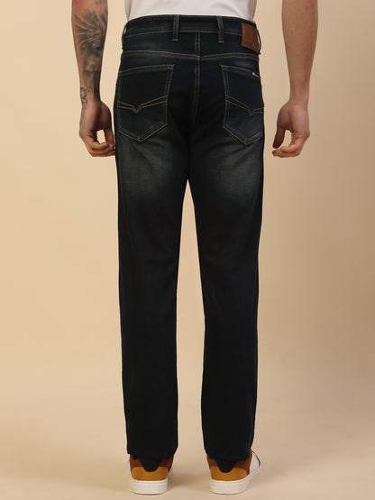 Denim Jeans for Men | Breathable & Soft with Color Fastness Slim Fit Poly Cotton Fabric Solid Pattern Button Closure