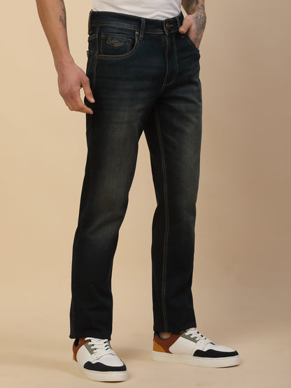 Denim Jeans for Men | Breathable & Soft with Color Fastness Slim Fit Poly Cotton Fabric Solid Pattern Button Closure