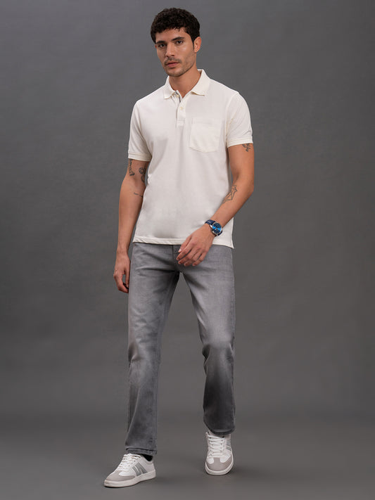 Men's Grey Straight Fit Casual Denim Jeans