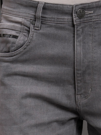 Men's Grey Straight Fit Casual Denim Jeans