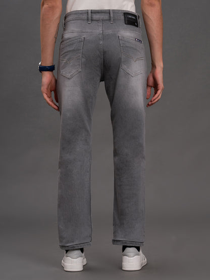 Men's Grey Straight Fit Casual Denim Jeans