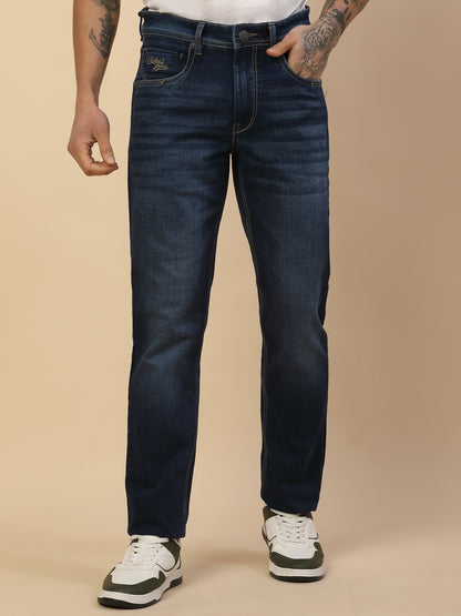 Denim Jeans for Men | Breathable & Soft with Color Fastness Slim Fit Poly Cotton Fabric Solid Pattern Button Closure