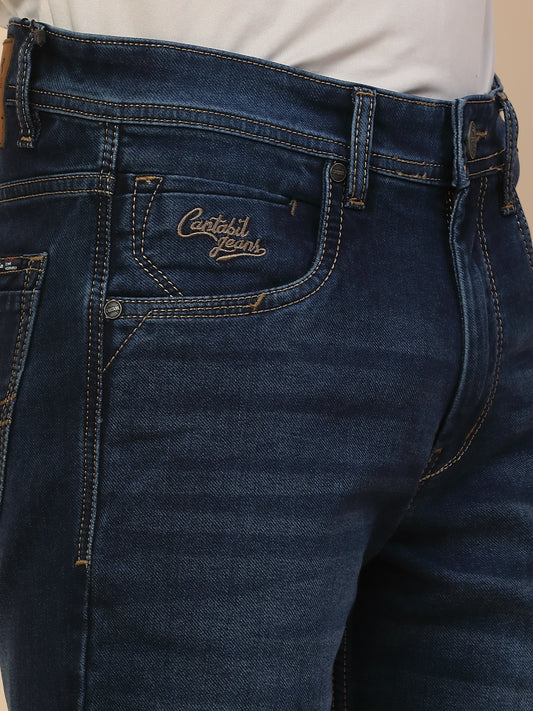 Denim Jeans for Men | Breathable & Soft with Color Fastness Slim Fit Poly Cotton Fabric Solid Pattern Button Closure
