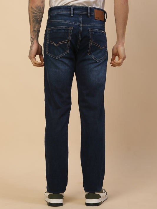 Denim Jeans for Men | Breathable & Soft with Color Fastness Slim Fit Poly Cotton Fabric Solid Pattern Button Closure