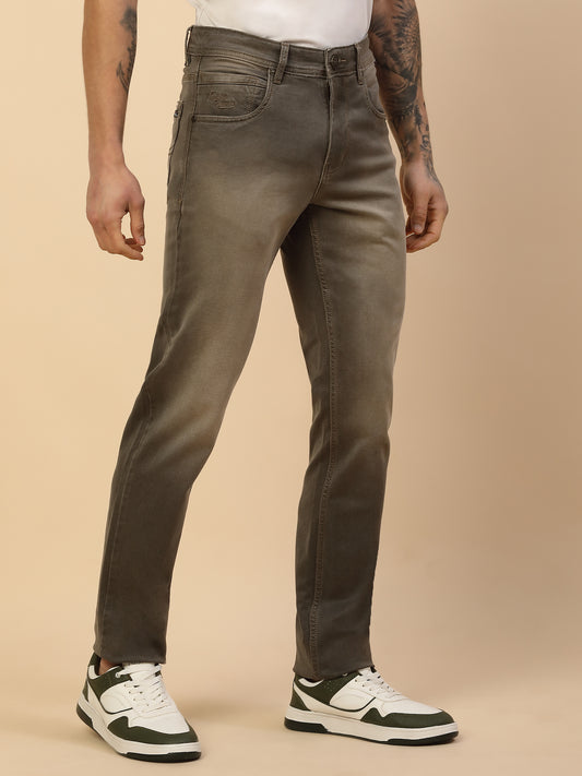 Denim Jeans for Men | Breathable & Soft with Color Fastness Slim Fit Poly Cotton Fabric Solid Pattern Button Closure