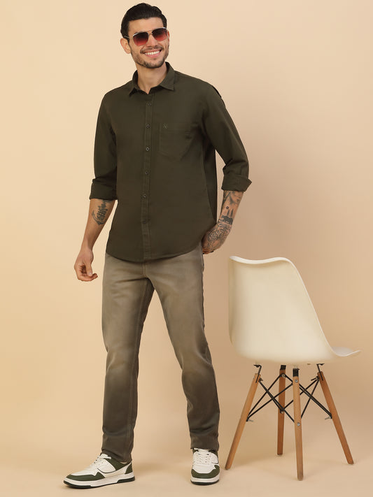 Denim Jeans for Men | Breathable & Soft with Color Fastness Slim Fit Poly Cotton Fabric Solid Pattern Button Closure