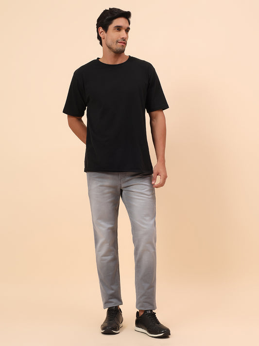 Denim Jeans for Men l Breathable & Soft with Color Fastness Straight Fit Cotton Blend Fabric Solid Pattern Button Closure