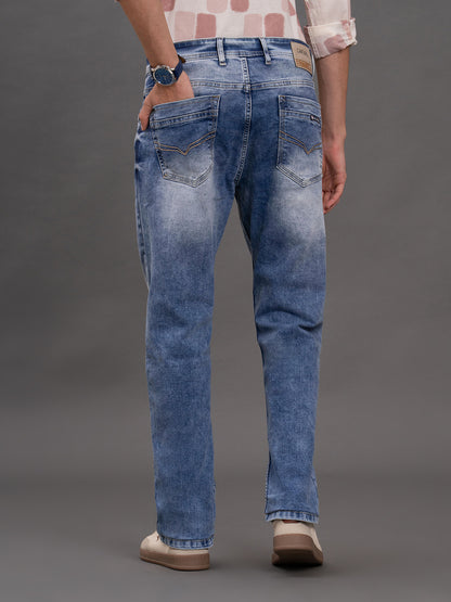 Men's Light Blue Straight Fit Casual Denim Jeans