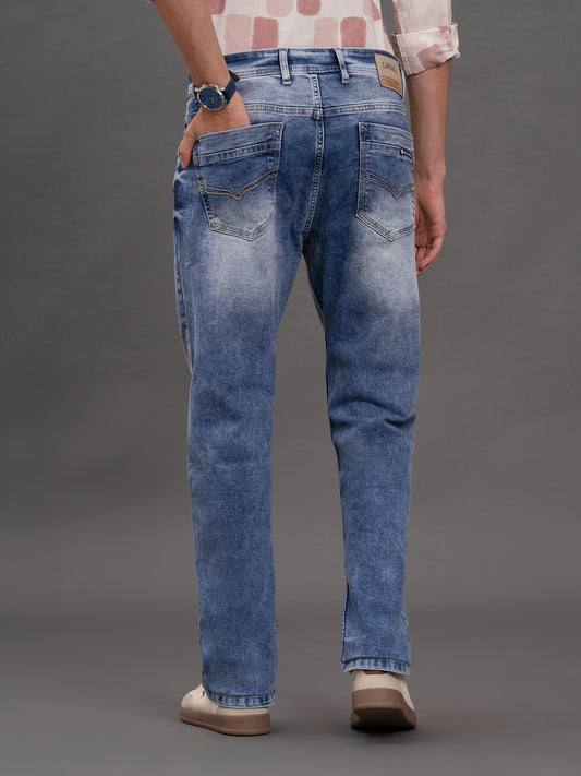 Men's Light Blue Straight Fit Casual Denim Jeans