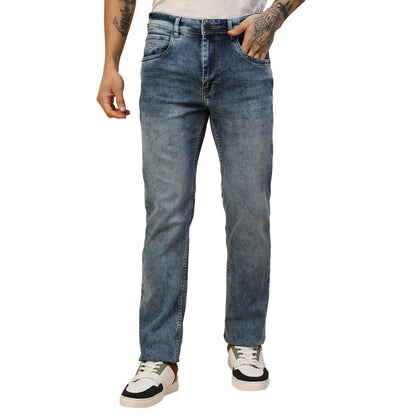 Denim Jeans for Men | Breathable & Soft with Color Fastness Straight Fit Poly Cotton Fabric Solid Pattern Button Closure