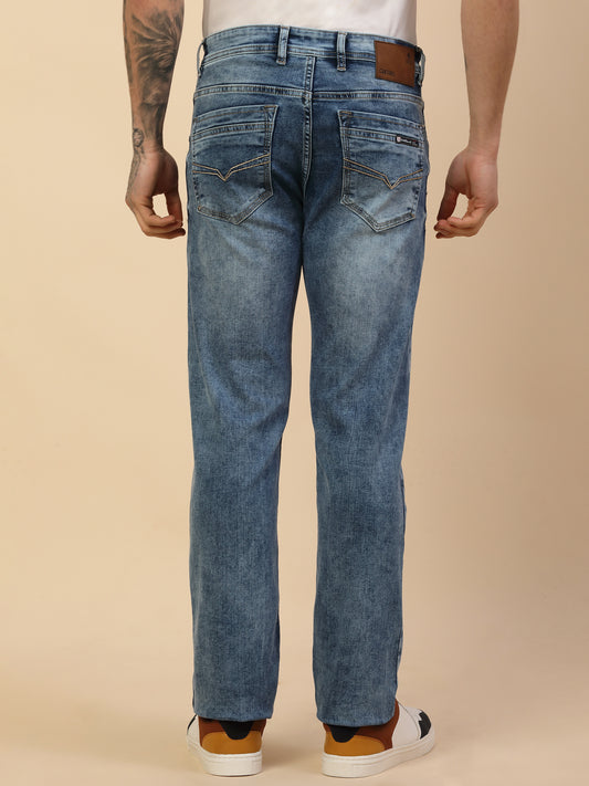 Denim Jeans for Men | Breathable & Soft with Color Fastness Straight Fit Poly Cotton Fabric Solid Pattern Button Closure