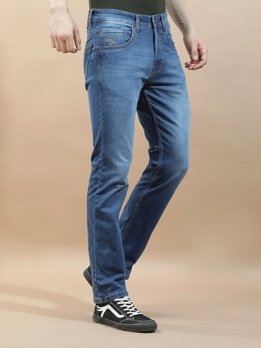 Denim Jeans for Men l Breathable & Soft with Color Fastness Straight Fit Polycotton Fabric Solid Pattern