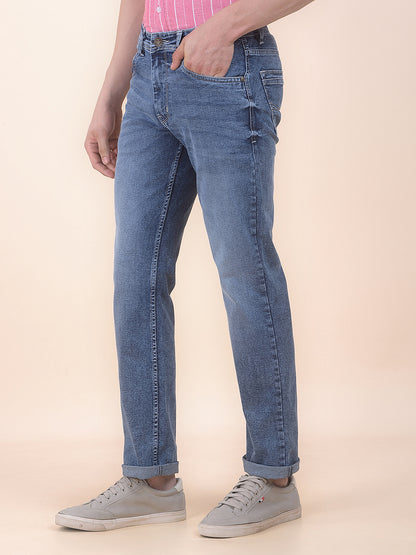 Men's Medium Indigo Slim Fit Casual Denim Jeans