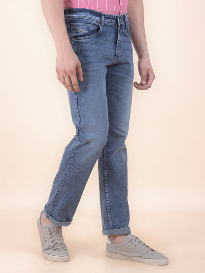 Men's Medium Indigo Slim Fit Casual Denim Jeans