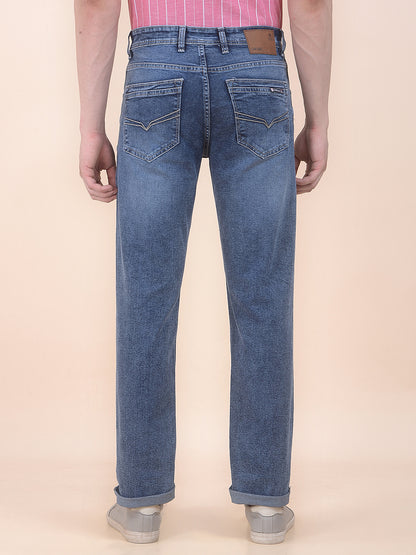 Men's Medium Indigo Slim Fit Casual Denim Jeans