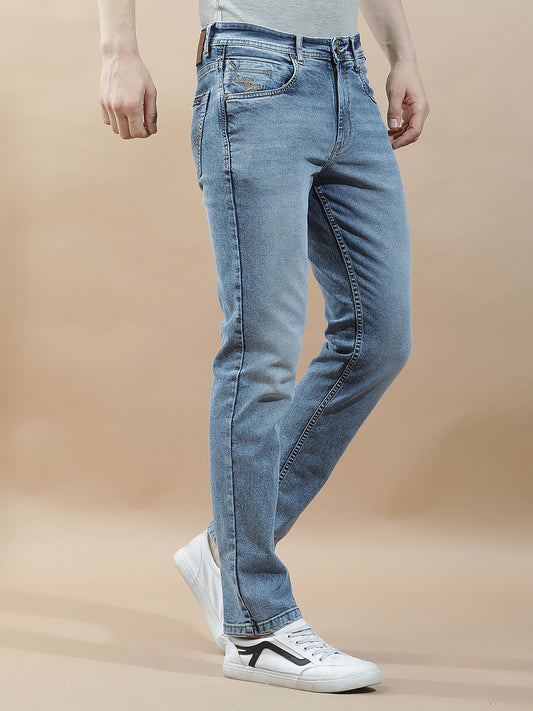 Denim Jeans for Men l Breathable & Soft with Color Fastness Slim Fit Polycotton Fabric Solid Pattern