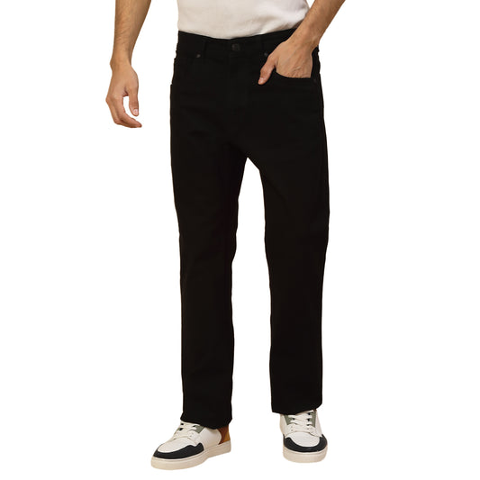 Denim Jeans for Men | Breathable & Soft with Color Fastness Loose Straight Fit Poly Cotton Fabric Solid Pattern Button Closure