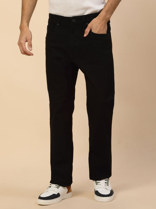 Denim Jeans for Men | Breathable & Soft with Color Fastness Loose Straight Fit Poly Cotton Fabric Solid Pattern Button Closure