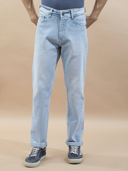 Denim Jeans for Men l Breathable & Soft with Color Fastness Loos Straight Fit Polycotton Fabric Solid Pattern
