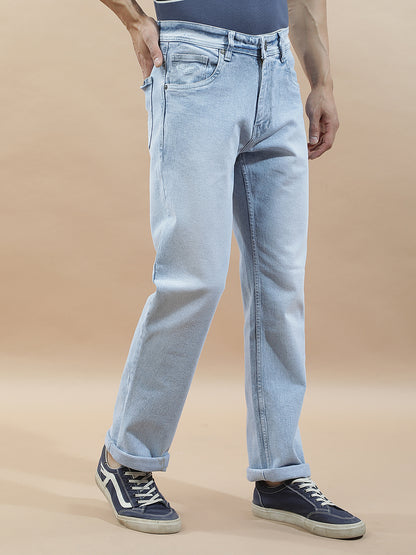 Denim Jeans for Men l Breathable & Soft with Color Fastness Loos Straight Fit Polycotton Fabric Solid Pattern