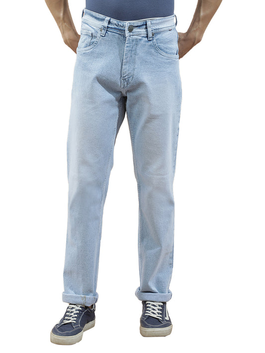 Denim Jeans for Men l Breathable & Soft with Color Fastness Loos Straight Fit Polycotton Fabric Solid Pattern