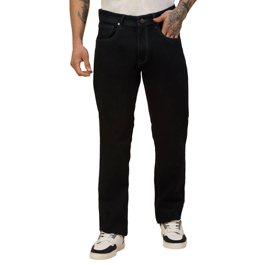 Denim Jeans for Men | Breathable & Soft with Color Fastness Loose Straight Fit Poly Cotton Fabric Solid Pattern Button Closure