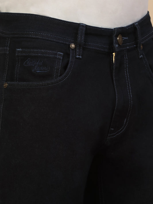 Denim Jeans for Men | Breathable & Soft with Color Fastness Loose Straight Fit Poly Cotton Fabric Solid Pattern Button Closure