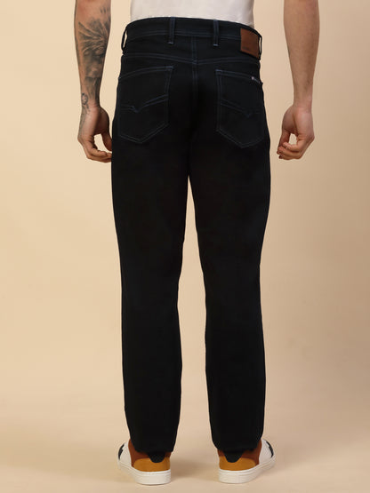 Denim Jeans for Men | Breathable & Soft with Color Fastness Loose Straight Fit Poly Cotton Fabric Solid Pattern Button Closure