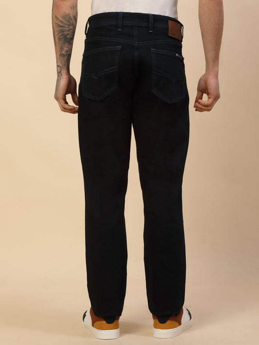 Denim Jeans for Men | Breathable & Soft with Color Fastness Loose Straight Fit Poly Cotton Fabric Solid Pattern Button Closure