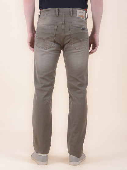 Men's Brown Slim Fit Casual Denim Jeans