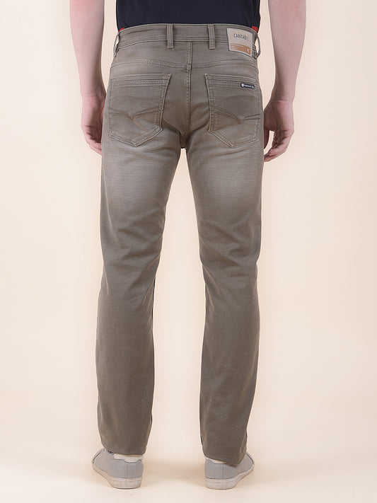 Men's Brown Slim Fit Casual Denim Jeans